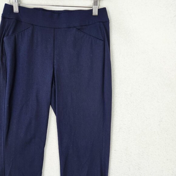 Chicos Pants Womens 00 Navy Blue 2 Ankle Pull On Straight Leg Travelers Stretch - Picture 2 of 12